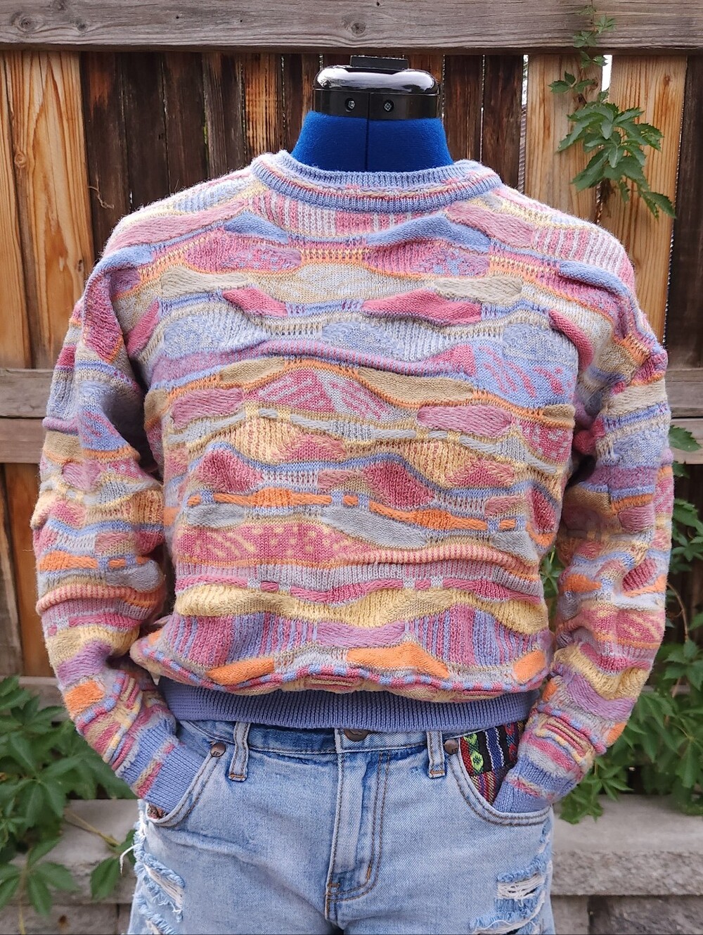 Vintage Purely Australian Clothing Co. Wool Coogi-Style Sweater  Pastel 3D Knit